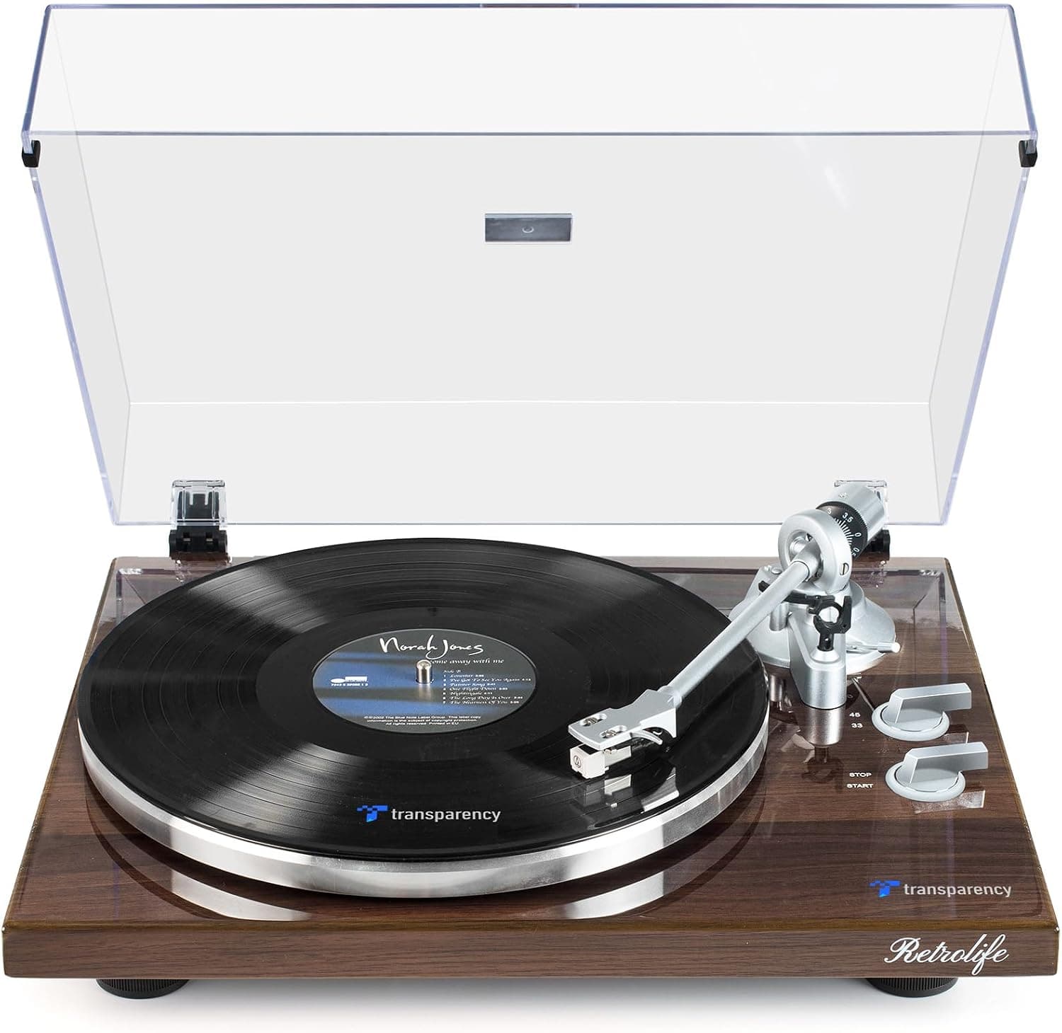 Belt-Drive Record Player with Wireless Output Connectivity, 33/45 RPM, Phono/Line/USB, Magnetic Cartridge & Counterweight